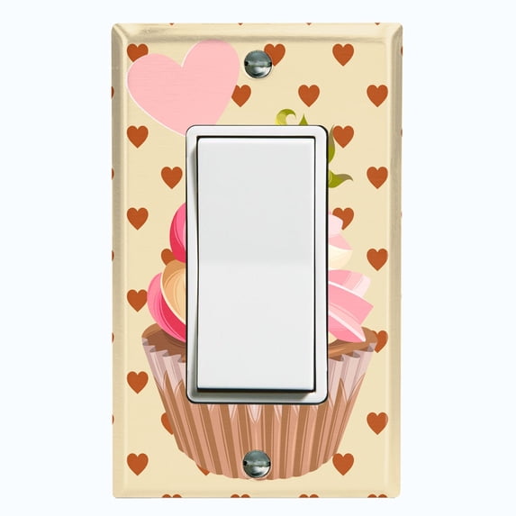 Metal Light Switch Plate Cover Strawberry Shortcake Cupcake Heart Wallpaper CAK034
