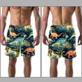 thumbnail image 3 of luoweisi Men's Beach Shorts Quick Dry Swim Trunks with Mesh Lining Cartoon Dinosaur 2XL, 3 of 5