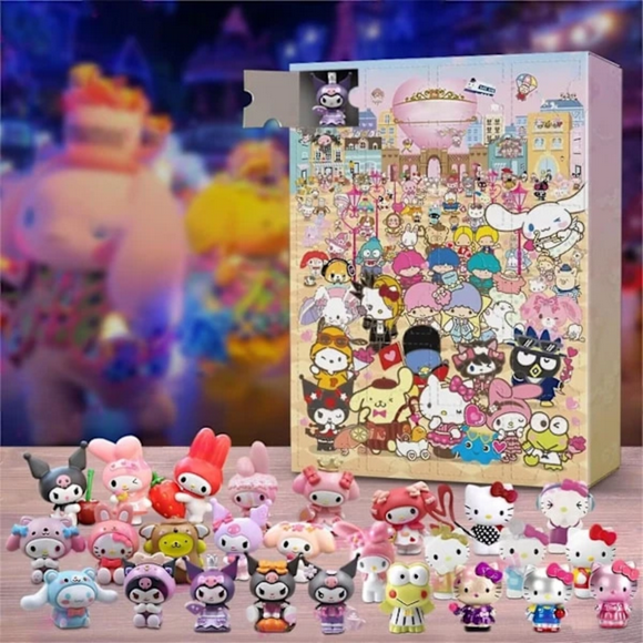 WJCA Sanrio Advent Calendar for Kids - 24-Day Christmas Countdown with Toys & Blind Boxes, Holiday Surprise Gift