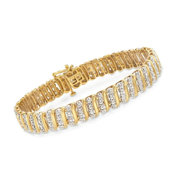 Ross-Simons 1.15 ct. t.w. Diamond Link Bracelet in 18kt Gold Over Sterling, Women's, Adult