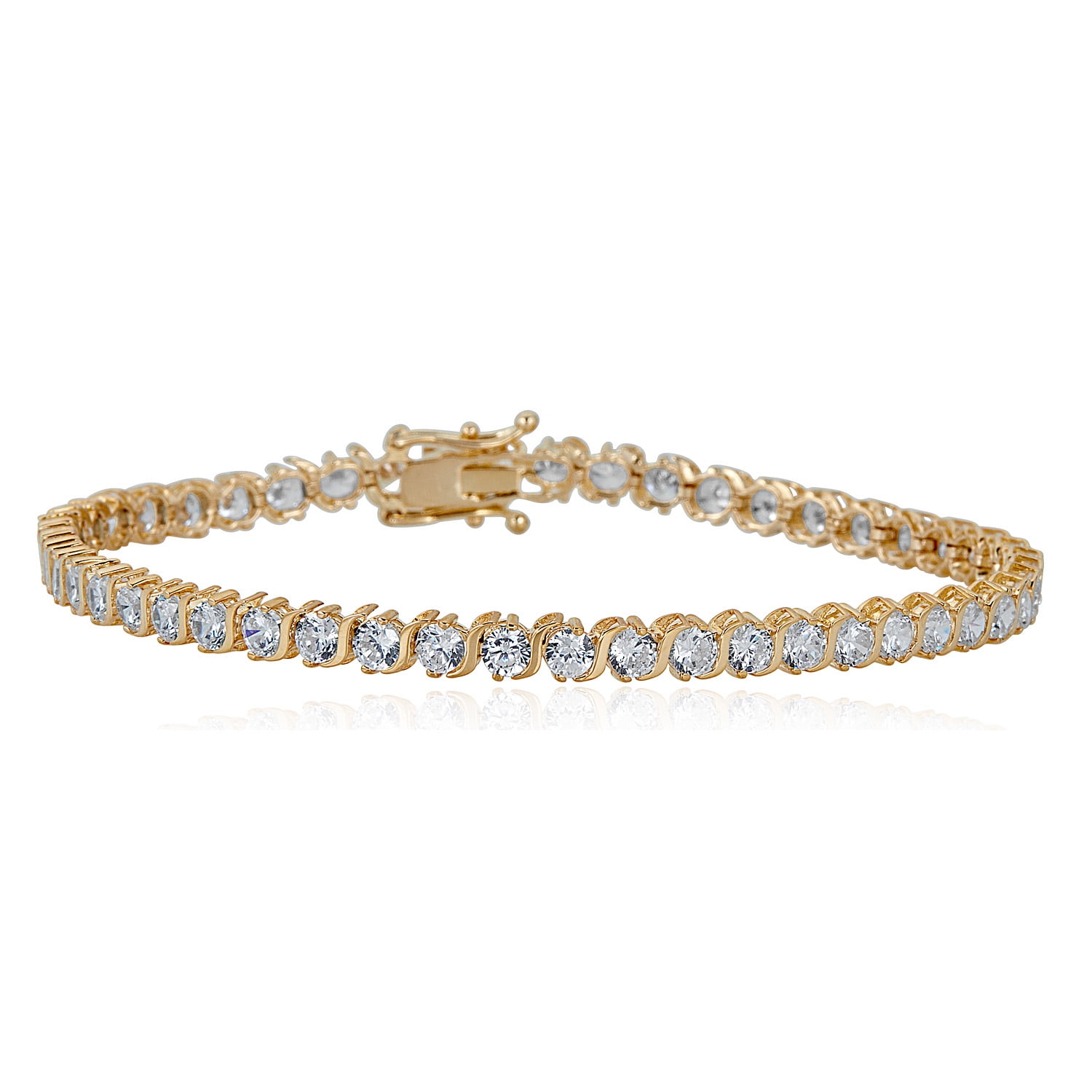 Cubic Zirconia CZ Diamond Classic Adjustable Slider Bracelet Fashion Jewelry Wedding Gift Size 6.5-7.5 Inch Double Fair 2 Pcs Tennis Bracelets for Women 14K Gold Plated AAA