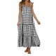 thumbnail image 3 of SAYOO Vestido largo sin mangas para mujer, estampado a cuadros, con lazo, sin espalda, vestido holgado SAYOO S-XL, 3 of 10
