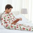 thumbnail image 6 of Salouo Strawberry Print Button-Front Long Sleeve Pajama Set for Men, Soft 2Pjs Men's Long Sleeve Sleepwear-XX-Large, 6 of 7
