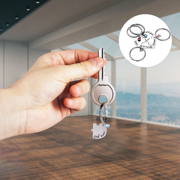 WHAMVOX 1Set Matching Heart Keychain Silver Alloy Bag Accessory Friendship Token Gift