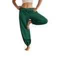 thumbnail image 2 of Resicozy Womens Sweatpants Trendy Drawstring Elastic Waist Bottom Lounge Pant Lightweight Baggy Joggers with Pockets Dark Green L, 2 of 5