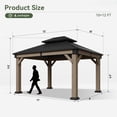 thumbnail image 4 of Sunmthink 10' x 12' Outdoor Cedar Wood Gazebo, Hardtop Gazebo Wooden Pavilion with Galvanized Steel Double Roof, for Patio, Garden, Deck, 4 of 9