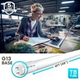 thumbnail image 2 of Luxrite 4FT T8 LED Tube Light, Ballast and Ballast Bypass, 13W=32W, 6500K Daylight, F32T8, Damp Rated 12-Pack, 2 of 6