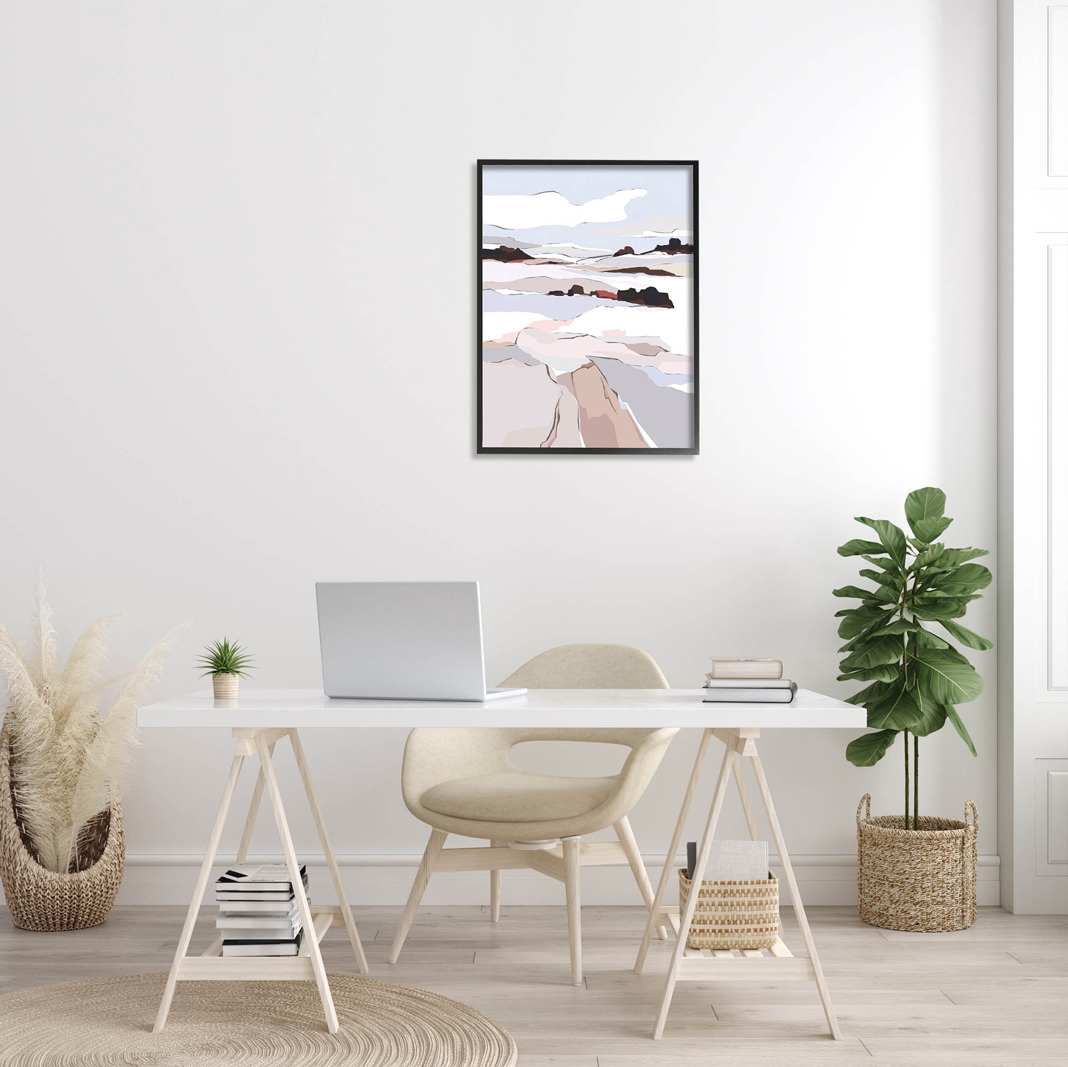 Stupell Industries Winter Mountain Abstract Landscape Graphic Art Black Framed Art Print Wall Art, Design by Nikita Jariwala