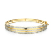 Forever Facets Diamond Accent Linear Cuff Bangle in Two-Tone Rhodium over Bronze, Adult Female