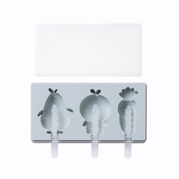 Molde de helado de silicona con forma de dibujos animados DIY con tapa, divertido fabricante de paletas for niños