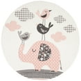 thumbnail image 2 of SAFAVIEH Carousel Kids Gordan Elephant and Tweets Area Rug, Pink/Ivory, 4' x 4' Round, 2 of 3