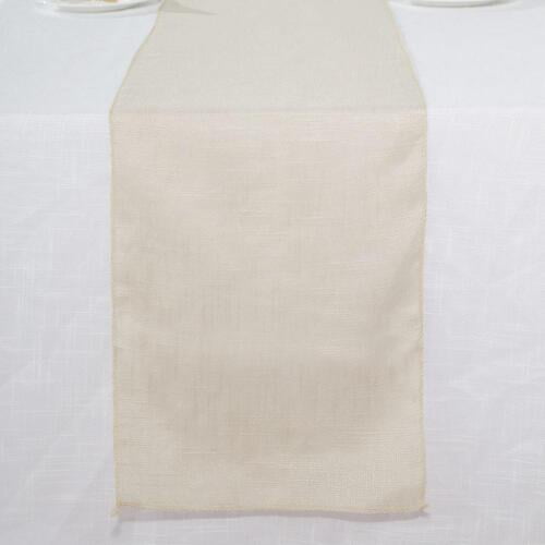 12"x108" Beige Premium Faux Linen Table Runner, Slubby Textured Wrinkle Free Table Runner ...
