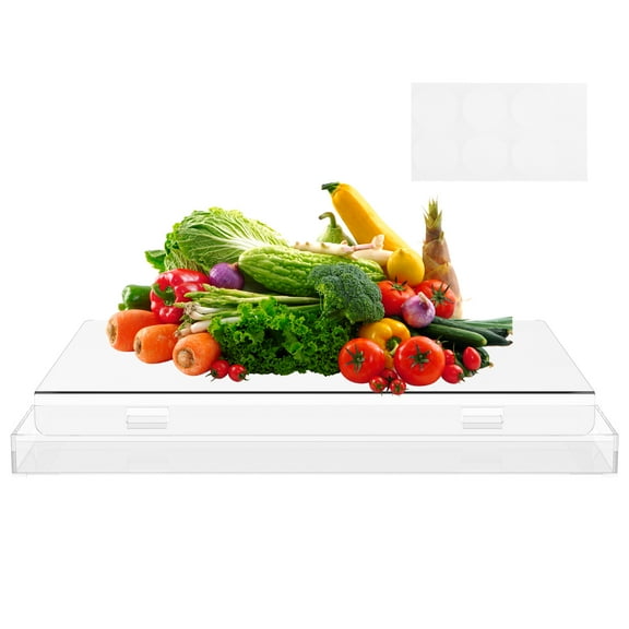 Grusce Acrylic Cutting Board with Waste container and Counter Lip,17x13 Inch Large Clear Cutting Board for Kitchen Countertop, Non-Slip Ideal for Cutting Vegetables, Fruits, Meat, and Bread