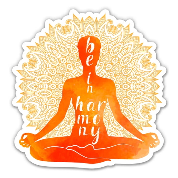 Be in Harmony Yoga Meditating - 12" Vinyl Sticker Waterproof Decal