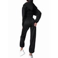 thumbnail image 3 of Women 2 Piece Outfits Zip Up Crop Hoodies SweatPants Lounge Matching Sweat Set Winter Trendy Clothes Black S, 3 of 8