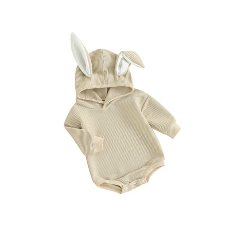 

Arvbitana Baby Boys Girls Easter Hooded Romper 3M 6M 12M 18M Long Sleeve Bunny Ear One Piece Jumpsuit Newborn Infant Spring Fall Cute Clothes Bodysuit
