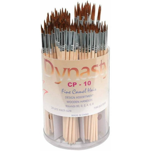 Dynasty CP10 Fine Round Camel Hair Wood Handle Paint Brush Assortment