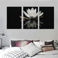 thumbnail image 3 of ONETECH Black and White Lotus Flower Poster Picture Print Canvas Wall Art Bedroom Office Room Living Room Decor Gift 12''x16''X3 Panels, 3 of 4
