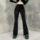 thumbnail image 3 of Pantalones acampanados oscuros para mujer, informales, de cintura alta, con L Jinwen pantalones casuales altos, 3 of 8