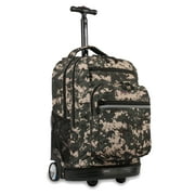 J World Unisex Sundance 20" Rolling Backpack with Laptop Sleeve for School and Travel, Green Camo