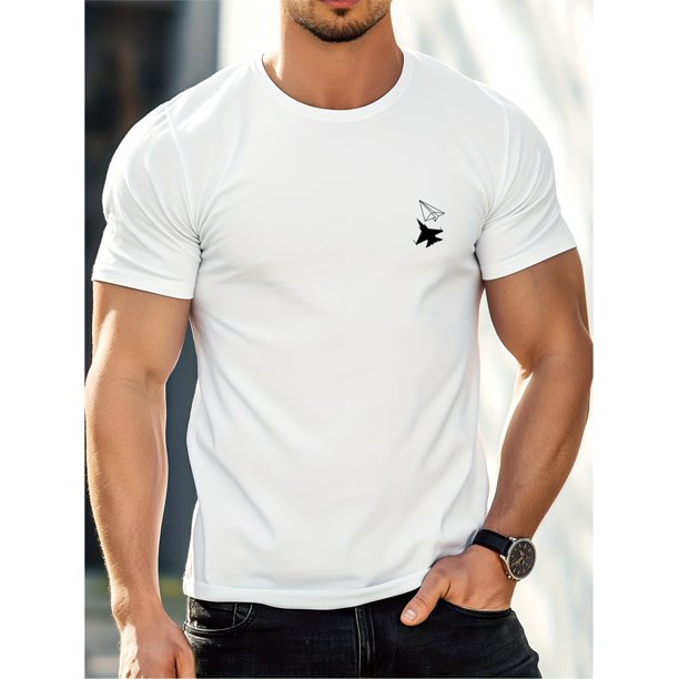 Avión de papel... Camiseta de algodón con estampado gráfico y ajuste cómodo para hombre