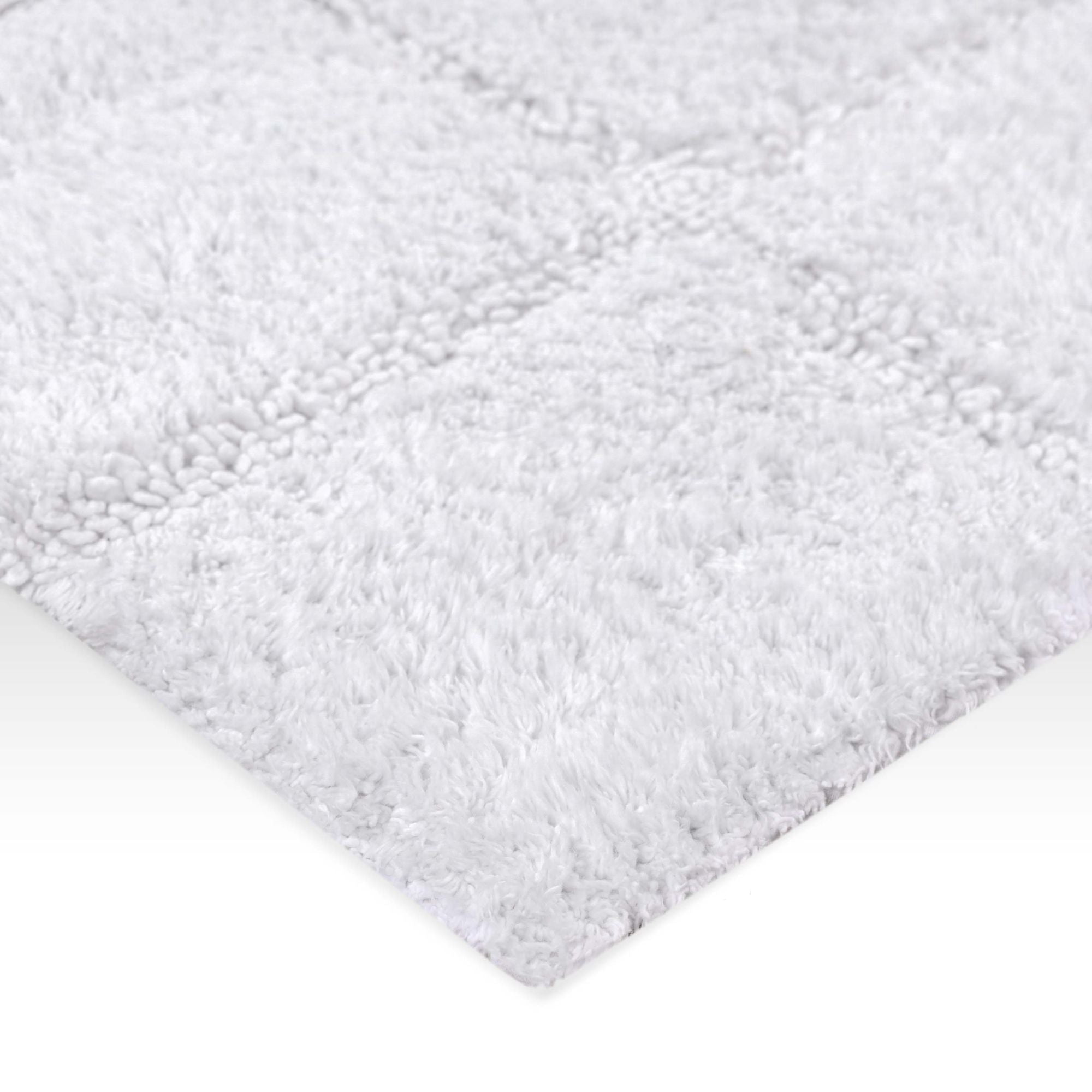 Superior Checkered Cotton Washable Non-Slip Bath Rug, Runner Size, White