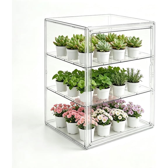 Mini Greenhouse for Indoor Plants,10.7”x8.7“x14.2” Clear with Magnetic Door