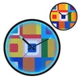 thumbnail image 2 of Indoor 12' Voice-Activated Luminous Decoration Wall Clock With LED Night Light Colorful Painting with Squares, 2 of 8