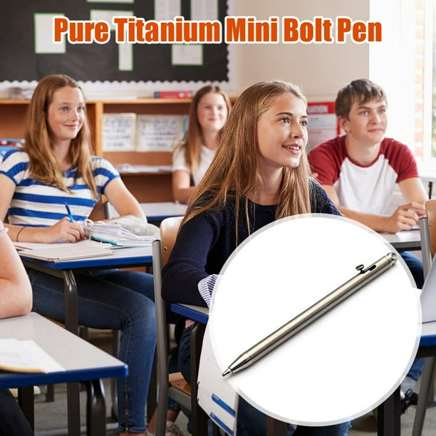 Escalada Mini bolígrafo portátil de titanio Bolígrafos de firma de metal para exteriores (Plata)