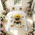 thumbnail image 2 of Erosebridal Retro Bug Bee Twin Quilt Set,Cartoon Flowers Twin Coverlet Set,Cream Black,2pcs,1 Bedspread and 1 Pillowcase, 2 of 7