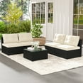 thumbnail image 4 of Patiojoy 5 Pieces Outdoor Patio Furniture Set Sectional PE Rattan Sofa Set with Cushions and Tempered Glass Coffee Table, 4 of 9