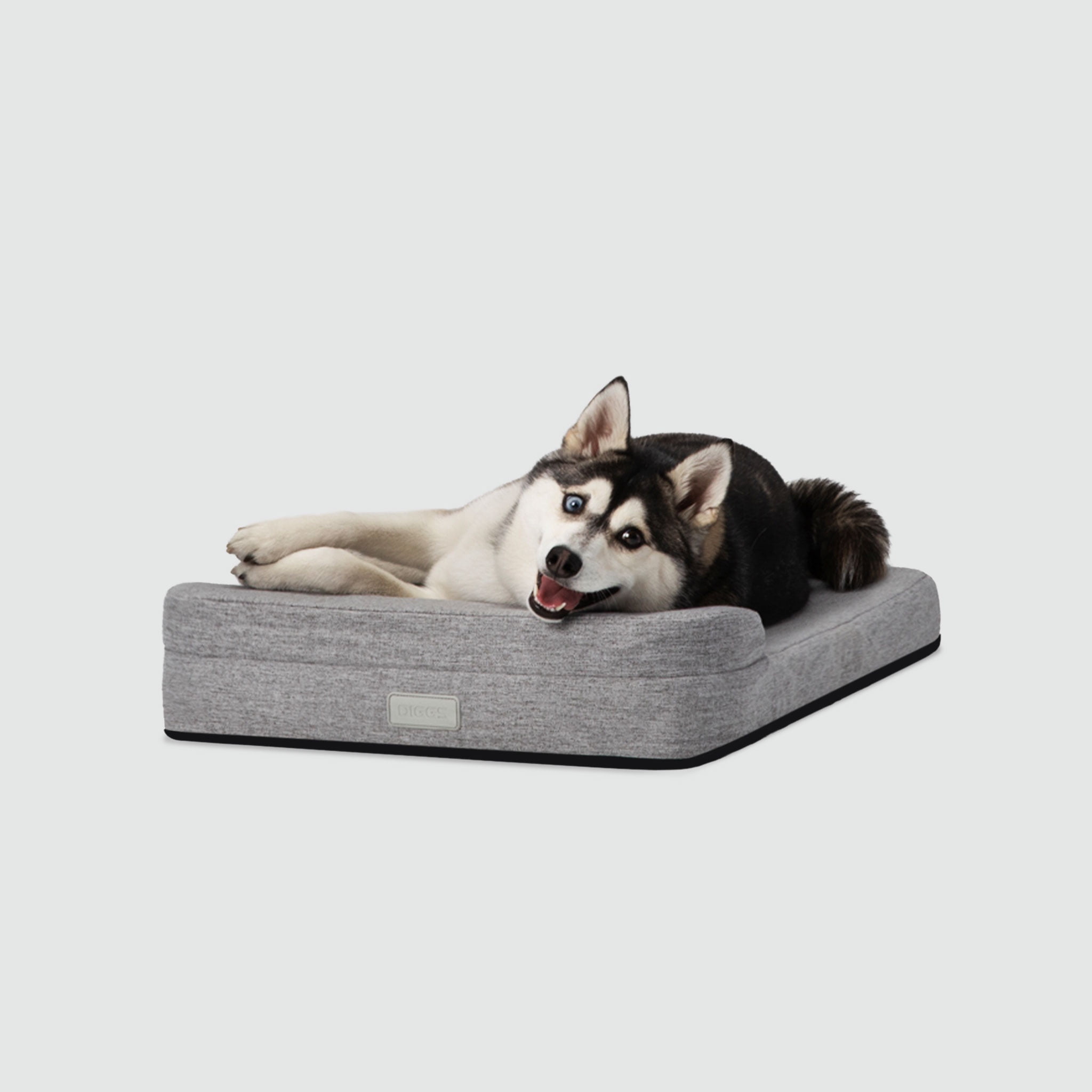 Diggs 30" Bolstr Dog Bed with Headrest - Premium Memory Foam Pet Bed for Crate or Home - Grey