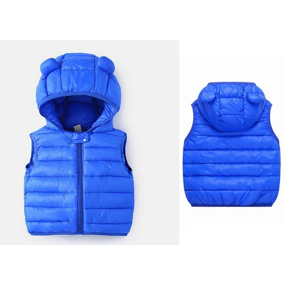 Girls Puffer Vest Boys Vest Cute Bear Ear Hooded Jacket Zipper Up Down Coats Winter Warm Outerwear for Boys 12-18 Months