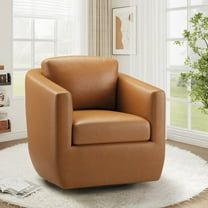 Swivel Accent Chair - 360° Rotation with Pillow, No-Sag Foam Cushion & Sturdy Metal Base, Fully Assembled for Living Room, Bedroom and Office, Brown