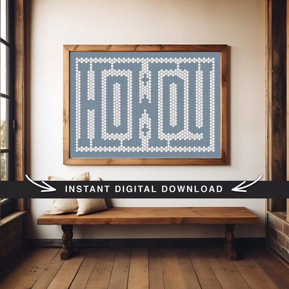 Howdy Tile Poster, Blue Western Poster Wall Art, Farmhouse Decor, Size 8x12 UNFFRAMED F03.1.7l3396