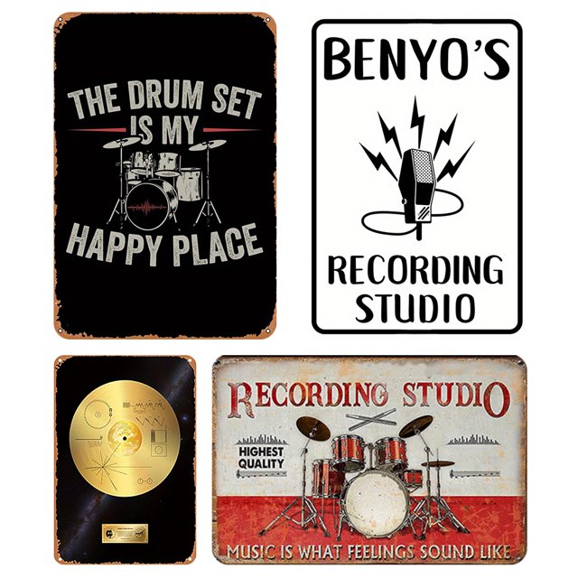 Kit Pintura Hierro Rectangular Placa Metal Vintage Instrumento Musical 4 Uds. 20x30cm