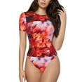 thumbnail image 2 of Picia Autumn Maple Leaves Womens One Piece Swimsuits Modest Tummy Control Bathing Suits Lace Up Slimming Swim Suit-Large, 2 of 9