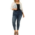 thumbnail image 2 of MODA NOVA Juniors Plus Size Lace Crop Shrug Cardigan White 4X, 2 of 6