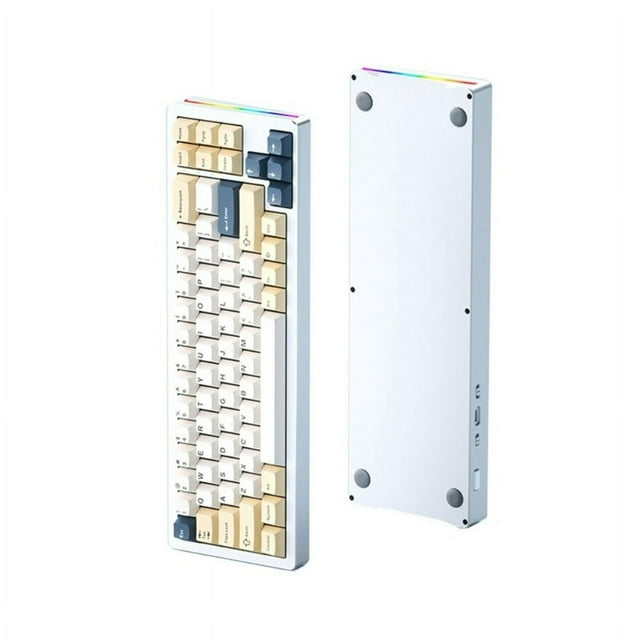 Clavier Mécanique Sans Fil M71 avec Lumière RVB, Corps en Aluminium et Trois Modes, Couleur Lavande