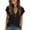 #217-Black, variant on Craaazy Women's Relaxed Fit V Neck Blouse, Solid Color Short Sleeve Button Accent Tops, Comfy Casual Tee for Summer Gifts