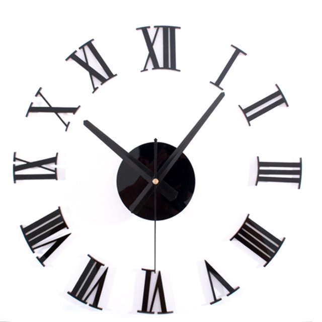 Yuarrent Reloj de pared con espejo acrílico 3D, reloj de dígitos romanos con notación musical DIY, decoración moderna para el hogar, pegatinas para el Decoración del hogar Negro Yuarrent JJ3648-02
