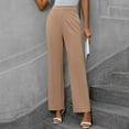 thumbnail image 5 of WTOBBY Women's Autumn Ready Straight Leg Dress Pants in Nine Point Harlan Style for Business Casual Office Wear, Weekend Events and Seasonally Appropriate Smart Style,Khaki L, 5 of 5