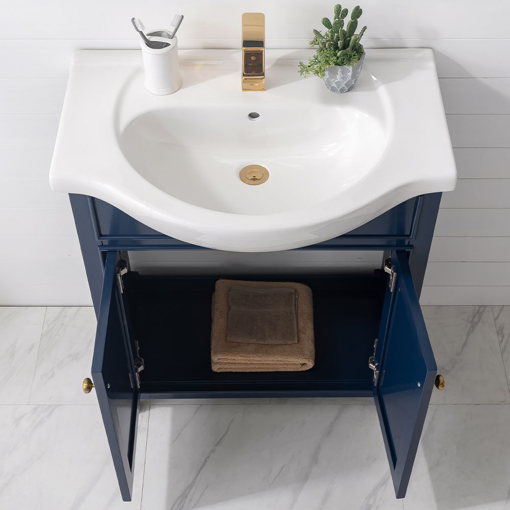 Buy Design Element Marian 30 Single Sink Bathroom Vanity In Blue With White Top No Assembly Required Online In Indonesia 234451325