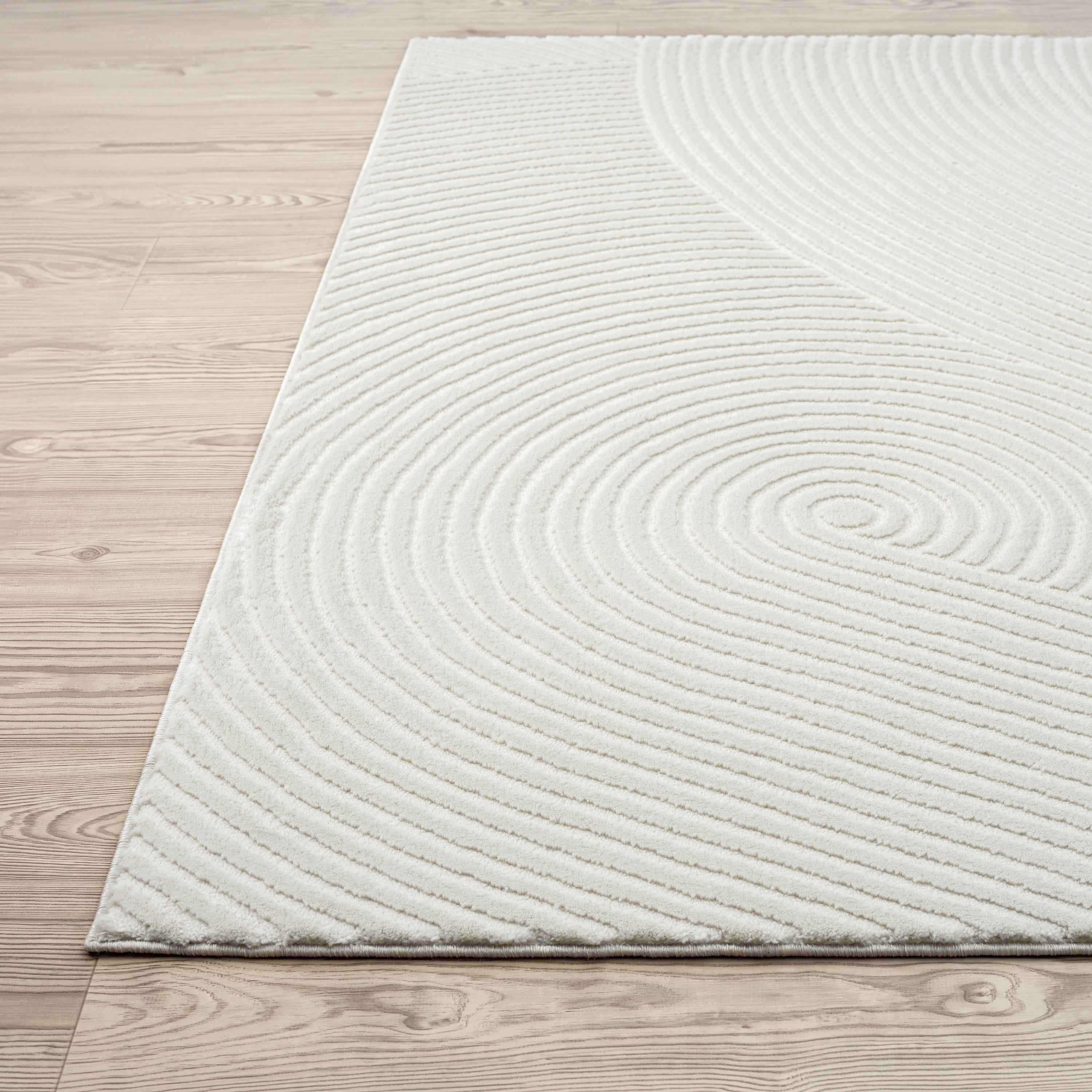 Abani Neutral Collection Area Rug Mid Century Modern Bedroom Living Room Decor Floor Rug 4 x 6 Cream