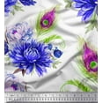 thumbnail image 1 of Soimoi Purple Cotton Duck Fabric Peacock Feather & Blue Floral Print Fabric by The Yard 56 Inch Wide, 1 of 1