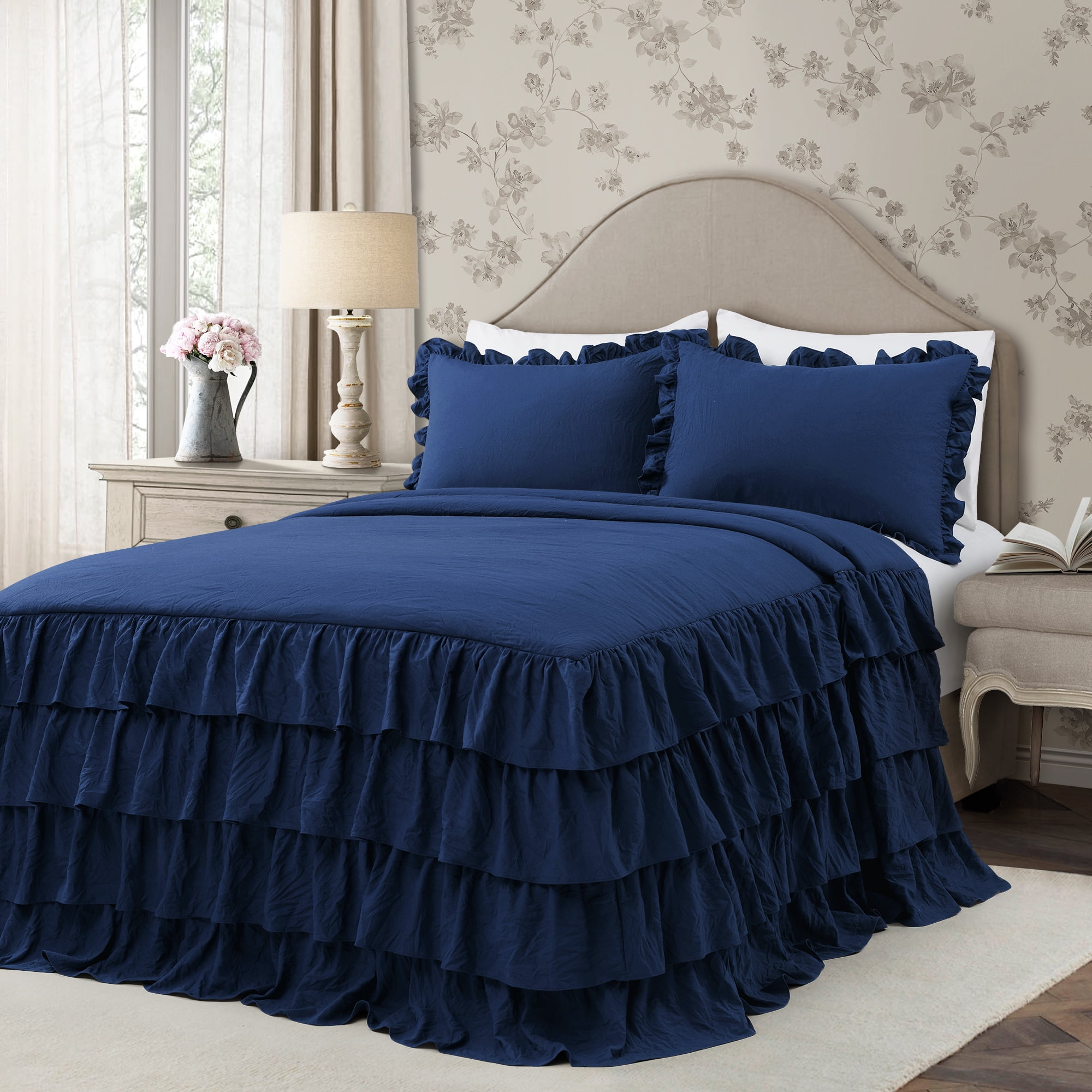 Details about   Solid Elastic Lace Bed Skirt Embroidery Bedding Decor Full/Queen/King Size Decor 