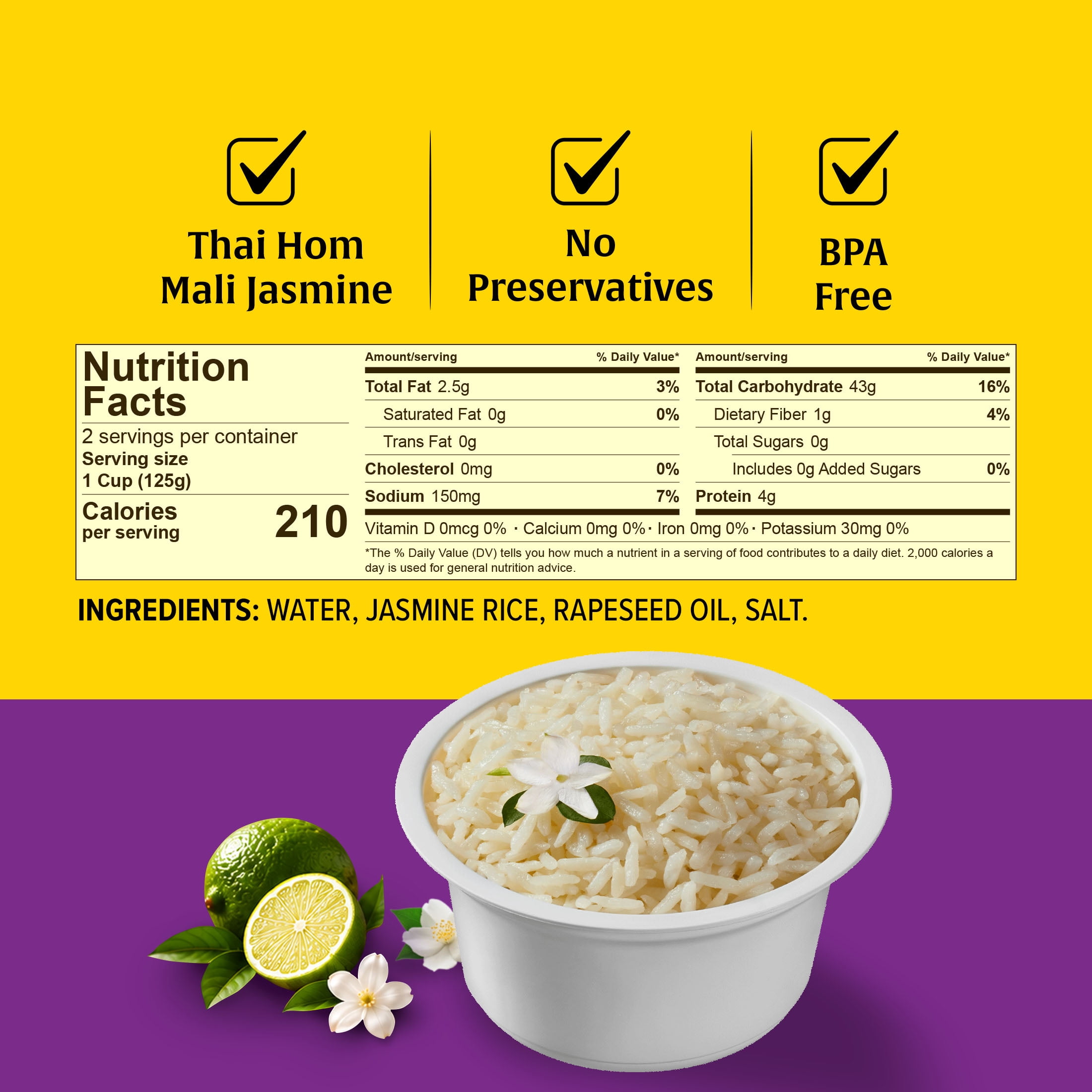 Golden Star Jasmine Rice, 4.4 oz Cups, 2 Pack