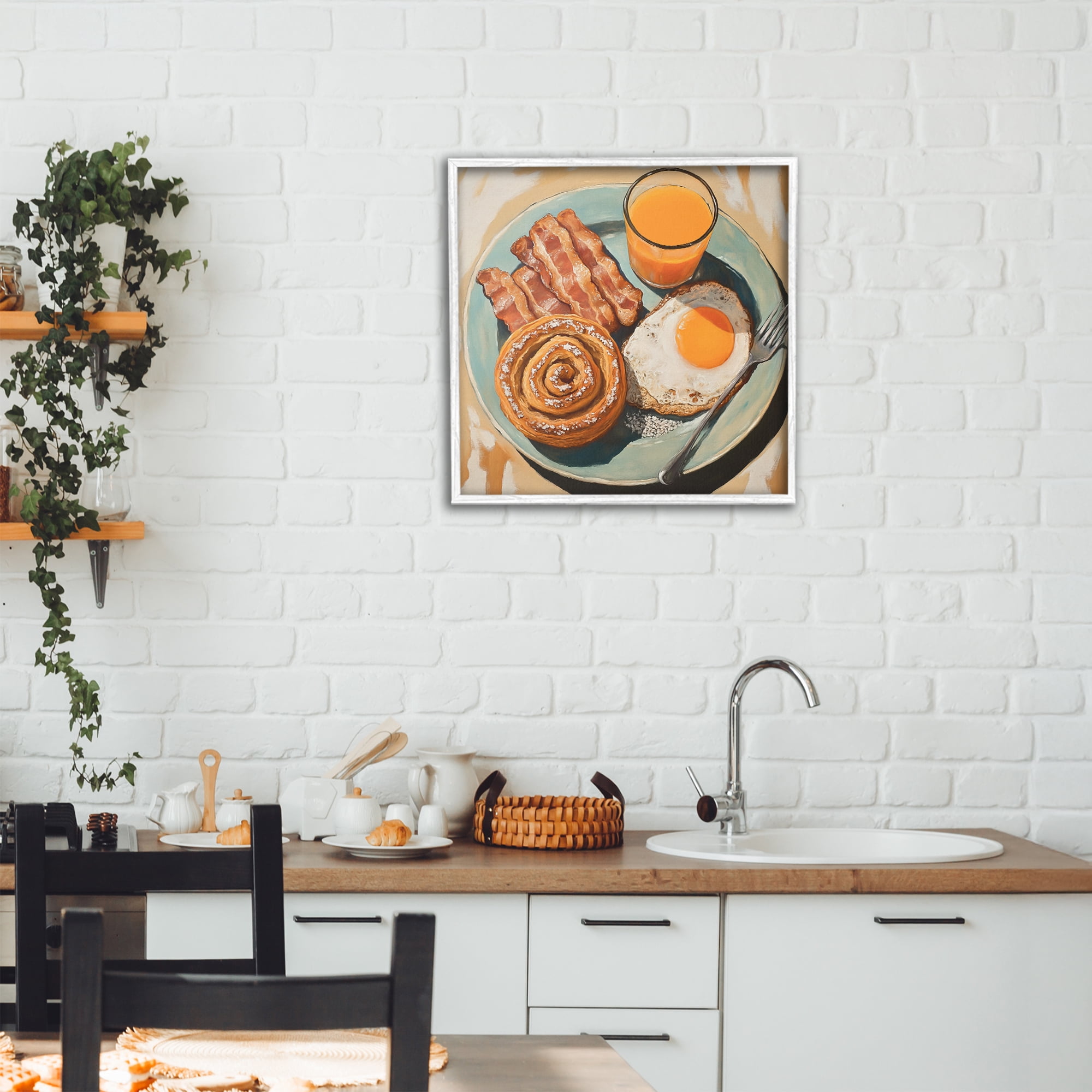 Stupell Industries Cinnamon Roll Breakfast White Framed Giclee Art, design by Tina LeCour
