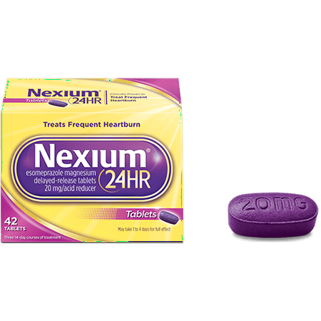 Nexium 24HR Tablet (20mg, 42 Ct) Delayed Release Heartburn Relief Tablets, Esomeprazole Magnesium Acid