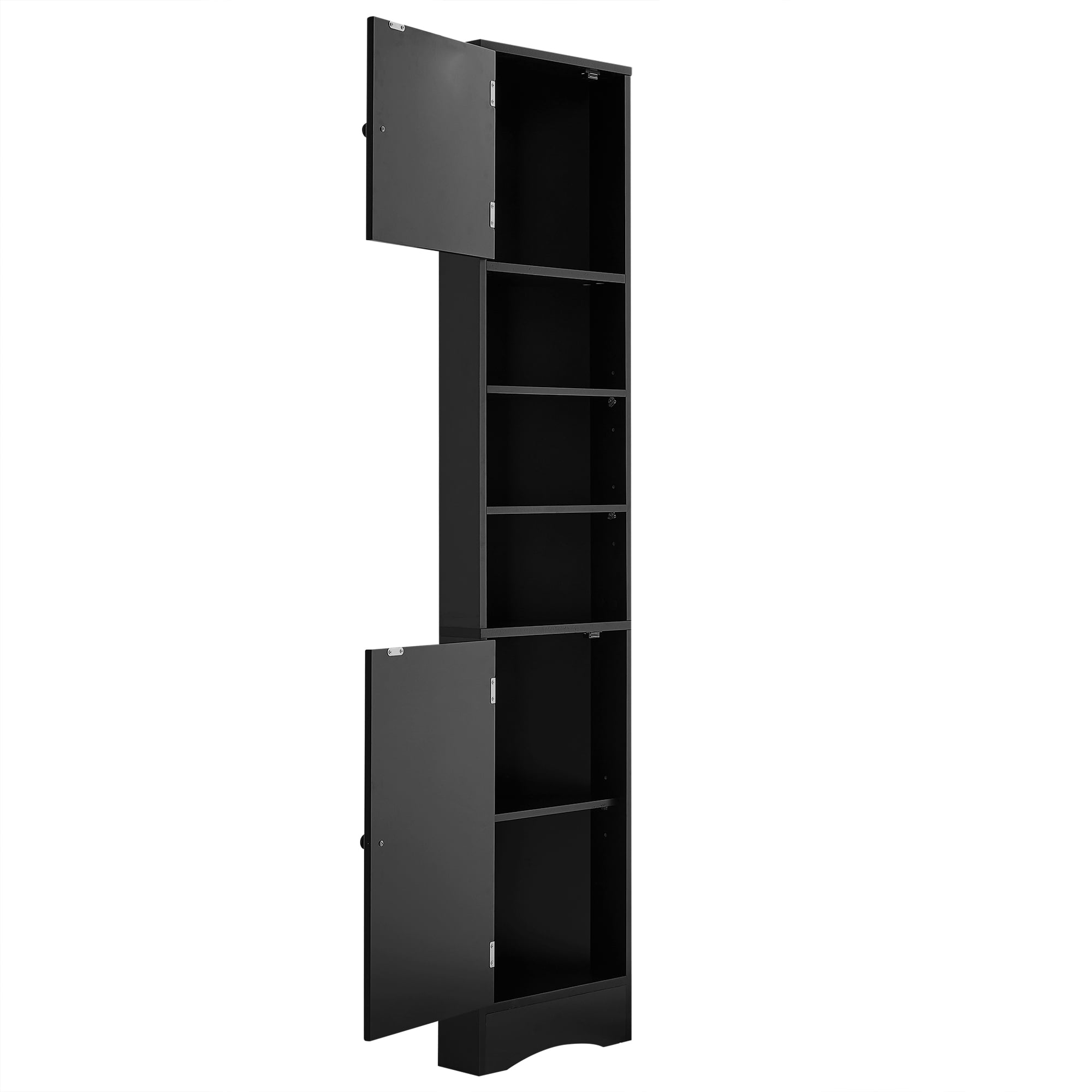 Aukfa Corner Wood Cabinet Tall Bathroom Storage Cabinet with Two Doors and Adjustable Shelves, Black